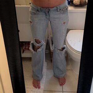 Abercrombie & Fitch Blue Flare Wide Leg Jeans